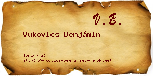 Vukovics Benjámin névjegykártya